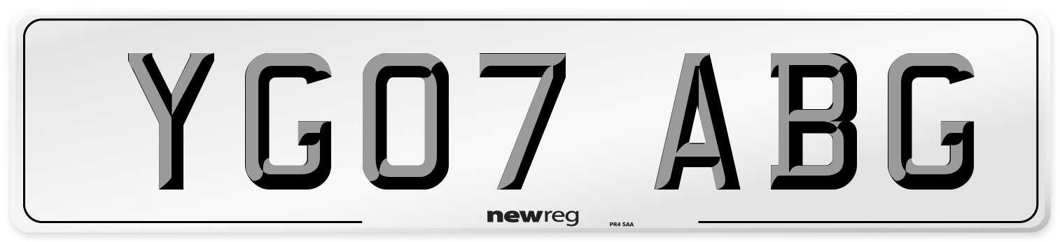 YG07 ABG Number Plate from New Reg